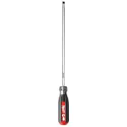 Milwaukee 10 in. Slotted Cabinet 1/4 in. Chrome-Plated Steel Red 1 pc. Screwdriver Cushion Grip
