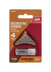 Ace Antique Brass 1.3 in. 0.6 in. W x 1.3 in. L 4 pk Decorative Corner