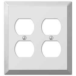 Amerelle Century Polished Chrome Light Gray 2 gang Stamped Steel Duplex Outlet Wall Plate 1 pk