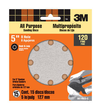 3M 5 in. Aluminum Oxide Hook and Loop Sanding Disc 120 Grit Fine 15 pk