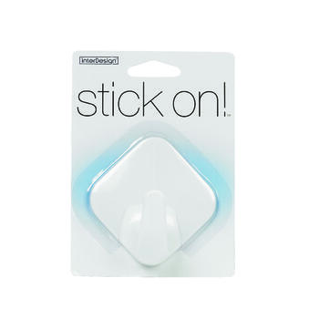 InterDesign White 1-9/16 in. L Plastic White stick on! Diamond Hook 1 pk Small