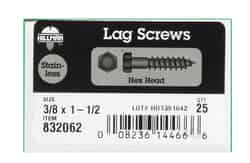 HILLMAN 3/8 in. x 1-1/2 in. L Stainless Steel Lag Screw 25 pk Hex
