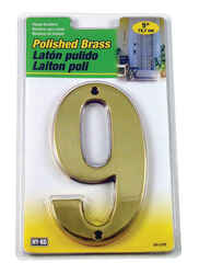 Hy-Ko 5 in. Gold Brass Number Nail-On 9