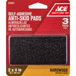Ace Rubber Self Adhesive Non-Skid Pads Black Rectangle 2 in. W x 4 in. L 3 pk