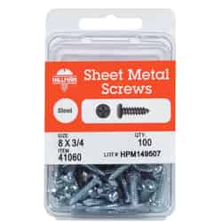 HILLMAN 10 x 1 in. L Pan Head Steel Zinc-Plated 75 per box Sheet Metal Screws Phillips