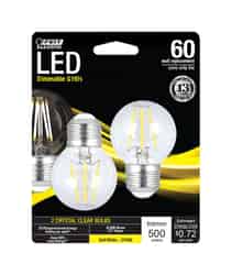 Feit Electric G16.5 E26 (Medium) LED Bulb Soft White 60 Watt Equivalence 2 pk