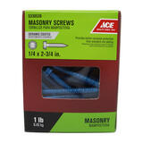 Ace 1/4 in. x 2-3/4 in. L Slotted Hex Head Ceramic Steel Masonry Screws 40 pk 1 lb.