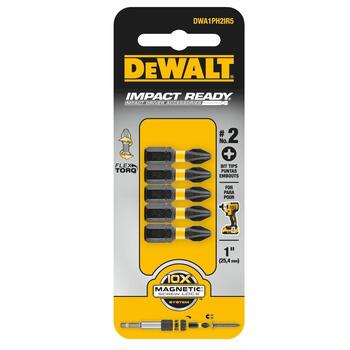 DeWalt Impact Ready Phillips 1 in. L x #2 in. Screwdriver Bit Black Oxide 1/4 in. 5 pc.