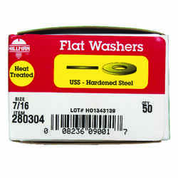 HILLMAN Yellow Dichromate Steel 7/16 in. USS Flat Washer 50 pk