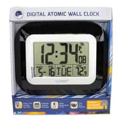 La Crosse Technology 9 in. L x 1-1/2 in. W Indoor Digital Atomic Wall Clock Black/Silver Contem