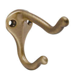 Schlage 1-3/4 in. L Antique Brass Brass Medium Hook 1 pk Coat and Hat