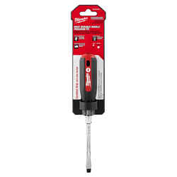 Milwaukee 4 in. Cushion Grip Chrome-Plated Steel Slotted 1 pc. 1/4 in. Red Screwdriver