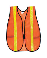 MCR Safety Reflective Polyester Safety Vest with Reflective Stripe Orange One Size Fits All 1 p