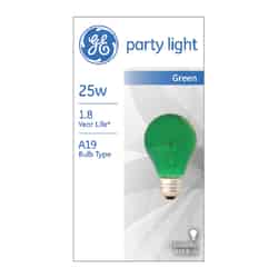 GE Lighting party light 25 watts A19 Incandescent Bulb 200 lumens Green A-Line 1 pk