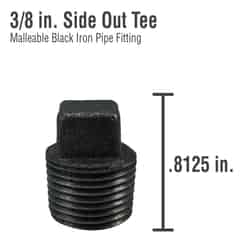 Pipe Decor 3/8 in. No Black MIP Plug Malleable Iron