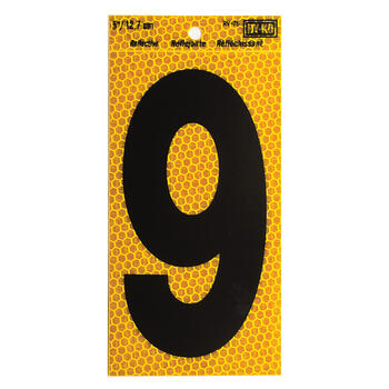 Hy-Ko 5 in. Vinyl 9 Number Self-Adhesive Black Reflective