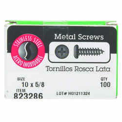 Hillman No. 10 x 5/8 in. L Phillips Pan Head Stainless Steel Sheet Metal Screws 100 pk