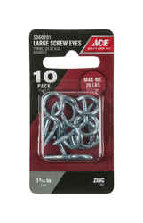 Ace 3/8 in. Dia. x 1-3/16 in. L Zinc-Plated Steel Screw Eye 20 lb. 10 pk