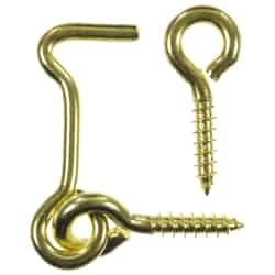 Ace Small Polished Brass Green 1.5 in. L Hook and Eye Brass 2 pk