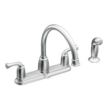 Moen Banbury Banbury Two Handle Chrome Kitchen Faucet Side Sprayer Included