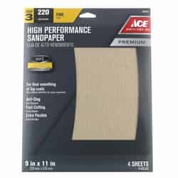 Ace 11 in. L X 9 in. W 220 Grit Aluminum Oxide Sandpaper 4 pk
