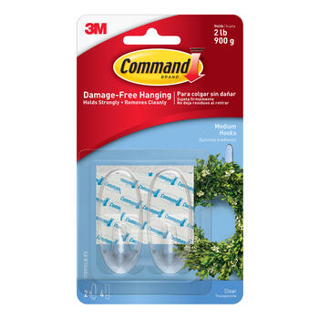 3M Command Medium Hook 2-3/8 in. L 2 pk Plastic