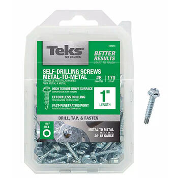 ITW Teks No. 10 x 1 in. L Slotted Hex Zinc Steel Screws 170 per box 1 pk