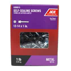Ace 12-14 Sizes x 1 in. L Hex Zinc-Plated Steel Hex Washer Head 1 lb. Self-Sealing Screws