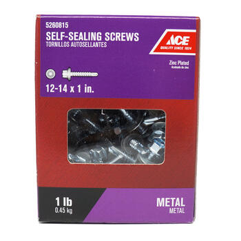 Ace 12-14 Sizes x 1 in. L Hex Zinc-Plated Steel Hex Washer Head 1 lb. Self-Sealing Screws