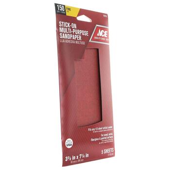 Ace 7-1/4 in. L X 3-2/3 in. W 150 Grit Aluminum Oxide Sandpaper 5 pk