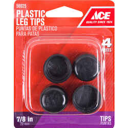 Ace Plastic Leg Tip Black Round 7/8 in. W 4 pk