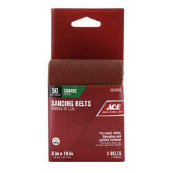 Ace 18 in. L x 3 in. W Aluminum Oxide Sanding Belt 50 Grit 2 pk Coarse