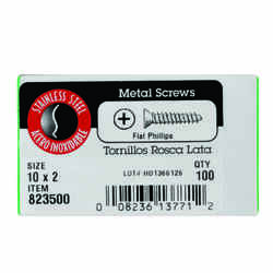 HILLMAN 10 x 2 in. L Phillips Flat Head Stainless Steel 100 per box Sheet Metal Screws