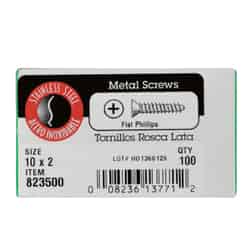 HILLMAN 10 x 2 in. L Phillips Flat Head Stainless Steel 100 per box Sheet Metal Screws