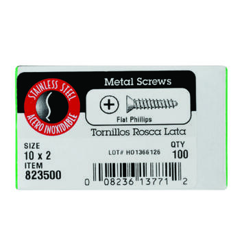 HILLMAN 10 x 2 in. L Phillips Flat Head Stainless Steel 100 per box Sheet Metal Screws