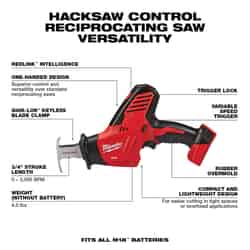 Milwaukee M18 HACKZALL 18 V Cordless Brushed One-Handed Reciprocating Saw Tool Only