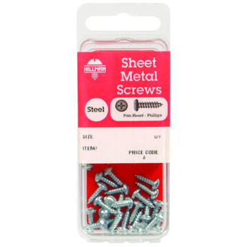 HILLMAN 4 x 1/2 in. L Pan Head Zinc-Plated Steel Sheet Metal Screws 25 per box Phillips