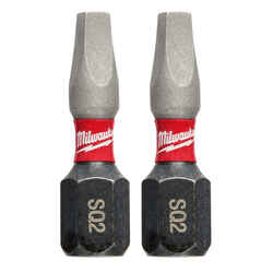 Milwaukee SHOCKWAVE Square #2 x 1 in. L Screwdriver Bit Steel 1/4 in. 2 pc. Impact Duty Hex