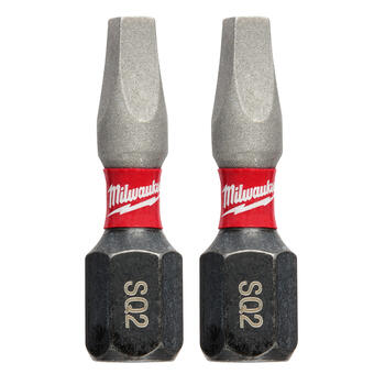 Milwaukee SHOCKWAVE Square #2 x 1 in. L Screwdriver Bit Steel 1/4 in. 2 pc. Impact Duty Hex