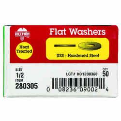 HILLMAN Yellow Dichromate Steel 1/2 in. USS Flat Washer 50 pk