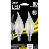 Feit Electric C10 E12 (Candelabra) LED Bulb Soft White 60 Watt Equivalence 2 pk