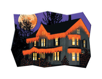 Celebrations Haunted House Drape Lighted Halloween Decoration 12 in. H x 7 ft. L 1 pk