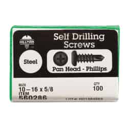 HILLMAN 10-16 x 5/8 in. L Phillips Pan Head Zinc-Plated Steel Sheet Metal Screws 100 per box