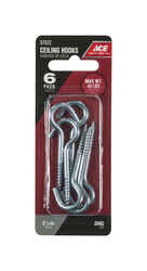 Ace Medium Steel Ceiling Hook 40 lb. 6 pk 2.125 in. L