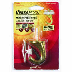 HILLMAN Brass Plated Large Versa Hook 35 lb. Drywall; 75 lb. Wood 1 pk Brass