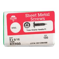 HILLMAN 8 x 9/16 in. L Phillips Truss Head Steel Sheet Metal Screws 100 per box Zinc-Plated