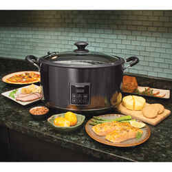 Presto 8 qt. Black Stainless Steel Programmable Slow Cooker/Smoker