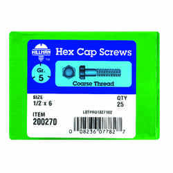 HILLMAN 1/2 in. Dia. x 6 in. L Heat Treated Zinc Steel Hex Head Cap Screw 25 box