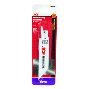 Ace 4 in. L Bi-Metal Reciprocating Saw Blade 24 TPI 1 pk