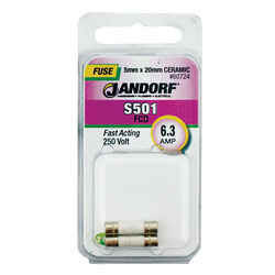 Jandorf S501 6.3 amps 250 volt Ceramic Fast Acting Fuse 2 pk